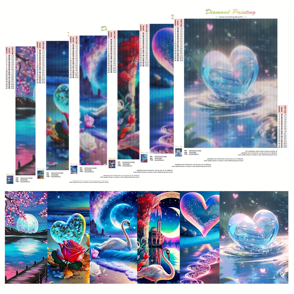 

Full Diamond Painting Kit: Create With 6 Pieces - Includes 30cm/12 Inch And 40cm/16 Inch Canvases, Diamonds, Glue, Trays, And Pens - Perfect For Home Decor And Gifts