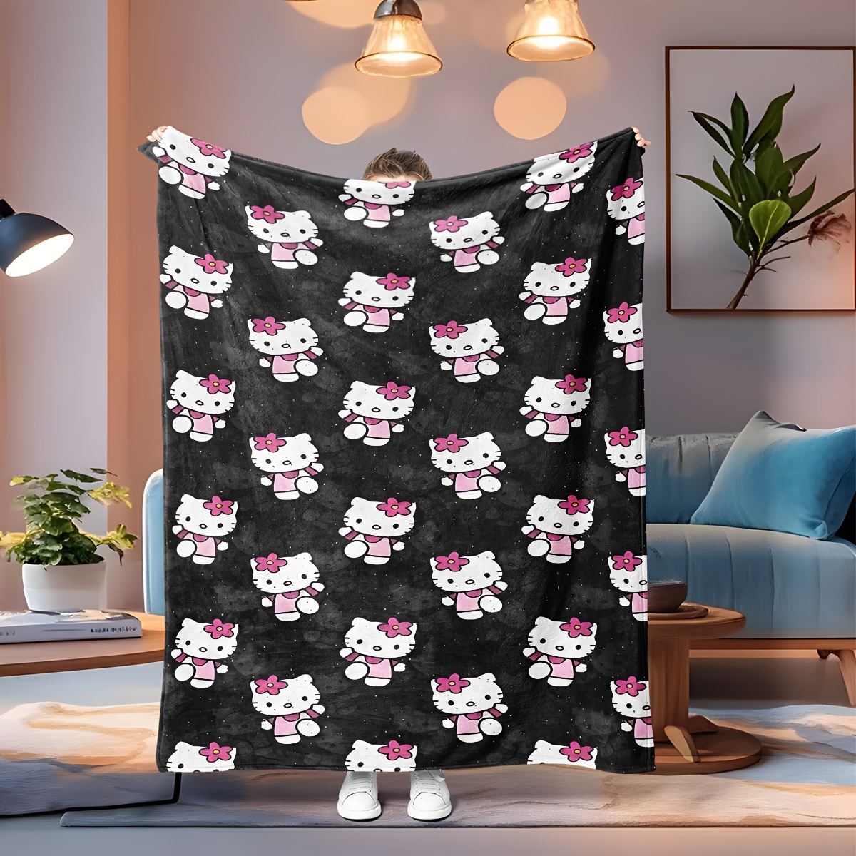 

1pc Sanrio Hello Kitty Couverture en Flanelle , Douce et Chaude Décoration Jetée pour Canapé, Bureau, Chambre - Tissu Tricoté Polyvalent Toutes , Numérique, 100% Polyester, , Style Contemporain