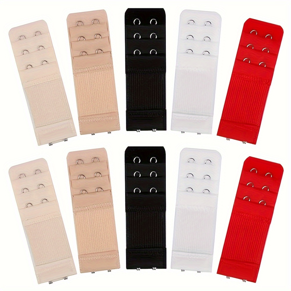 

10 Pieces Of Bra Extension Straps With 2 Hooks And 3 Rows Of Elastic Bra Straps With Hooks And Soft Bra Accessories (black, White, Red, Skin Tone, Dark Skin Tone)