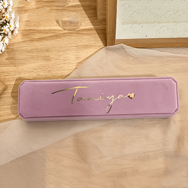 TEMU Personalized Custom Engraved Velvet Jewelry Box, Bracelet Storage Box, Gift For Her, Long Chain Necklace Bridesmaid Gift, Jewelry Organizer,