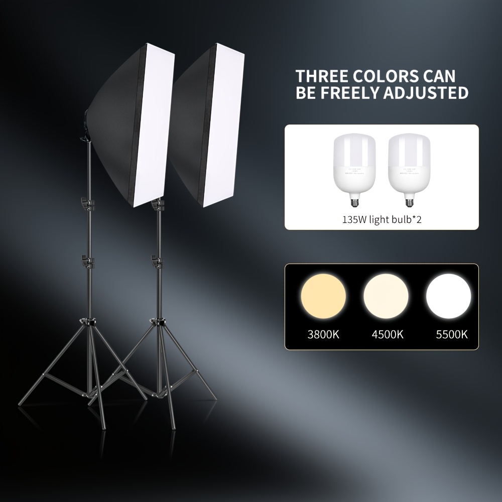 Fotografski osvetlitve s softboxom, 2 kosa 50x70 cm softbox s stojalom, 3- LED žarnice, neprekinjena fotografska osvetlitev, za neprekinjeno