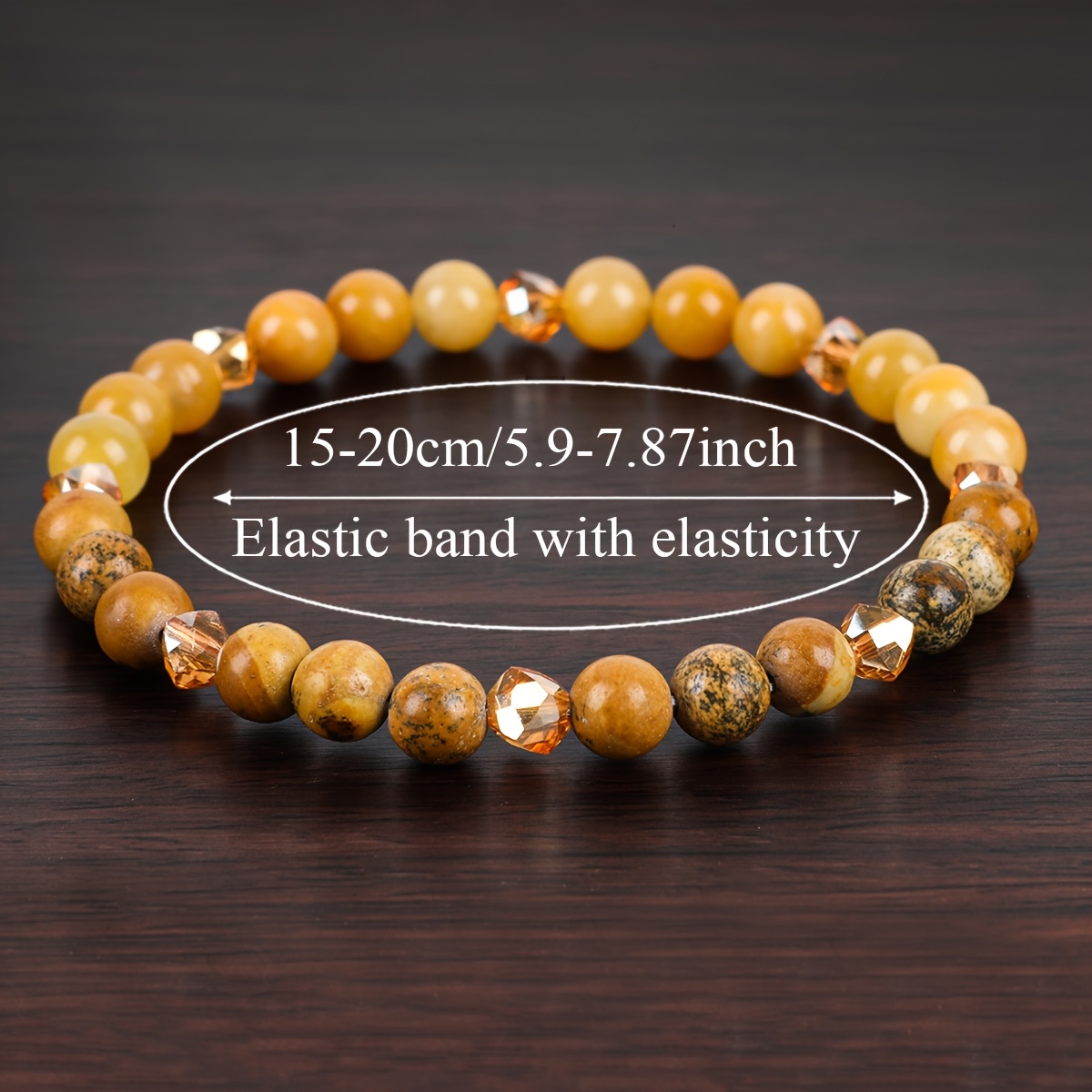 Unisex Crystal Round Bead Elastic Bracelet, Wealth Attraction