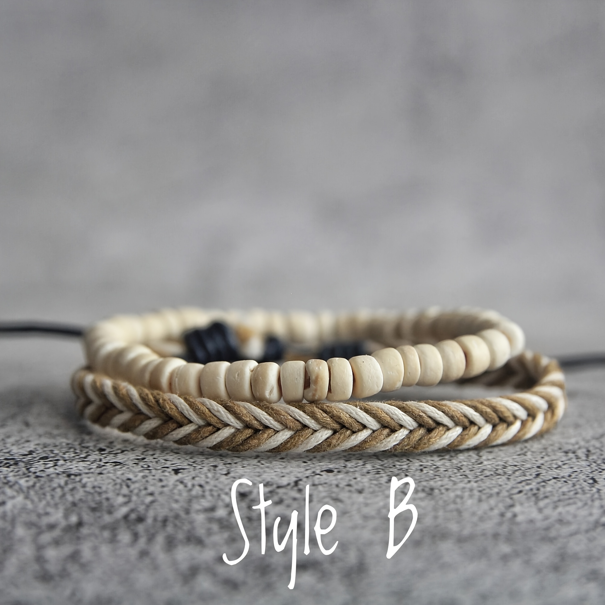 Image of Beach Boho Braided Bracelets, Handmade Surfer Bracelets, Boho Beaded Bracelet Gift For Him Or Her, Men's Bracelet Set, Mother's Day Gift, Father's Day Gift, Gift For Mom/father, 2pcs