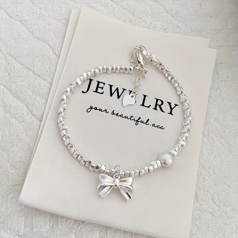 

1pc Minimalist Chain Bracelet With Bow Charm, Holiday Birthday Party Gift For Girls