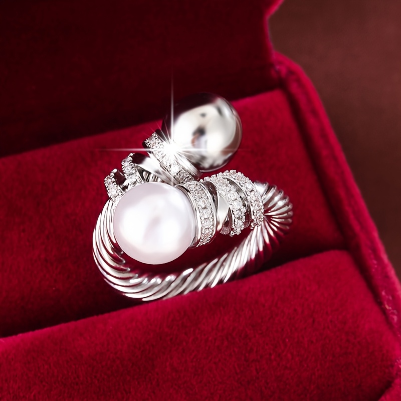 טבעת מתכוננת מענגת, עיצוב ענקית ונוף לנשים. מצופה זהב לבן, יומיומי ומתנה לאירוע, כל העונות, טבעת מתנה|טבעת טבעת מעוותת|עיטורי זירקוניה, קישוט טבעת