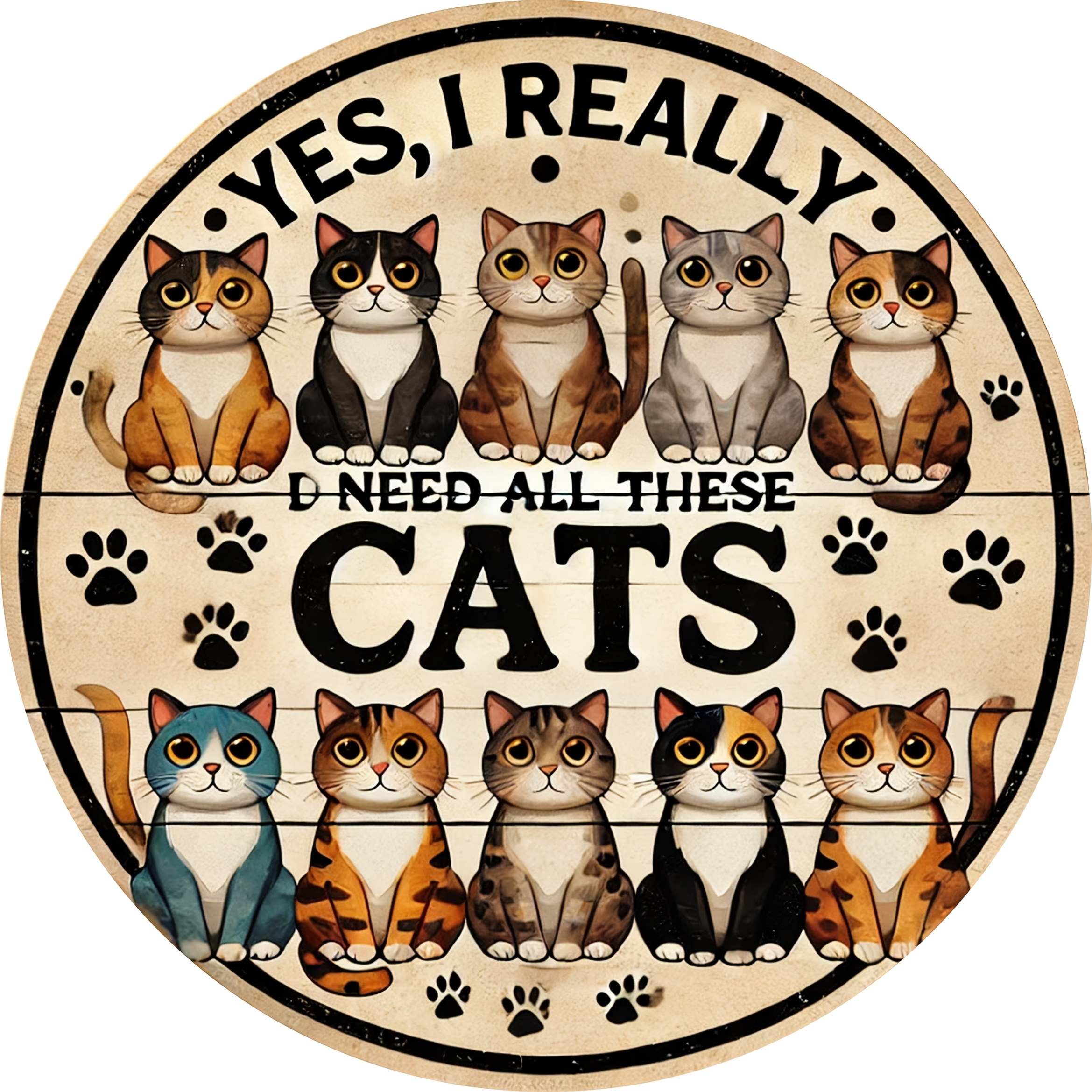 

yes, I Really Need Cats" 2d Country Farmhouse Plaques For Home, Bedroom, Living Room Decoration, Wall Hanging, No Electricity Multi- Use -1pc