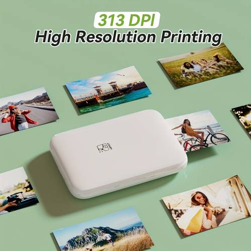 item picture wireless portable photo printer color printer compatible with multiple devices inkless printing no paper needed for instant photos portable pocket printing printing durable plastic body