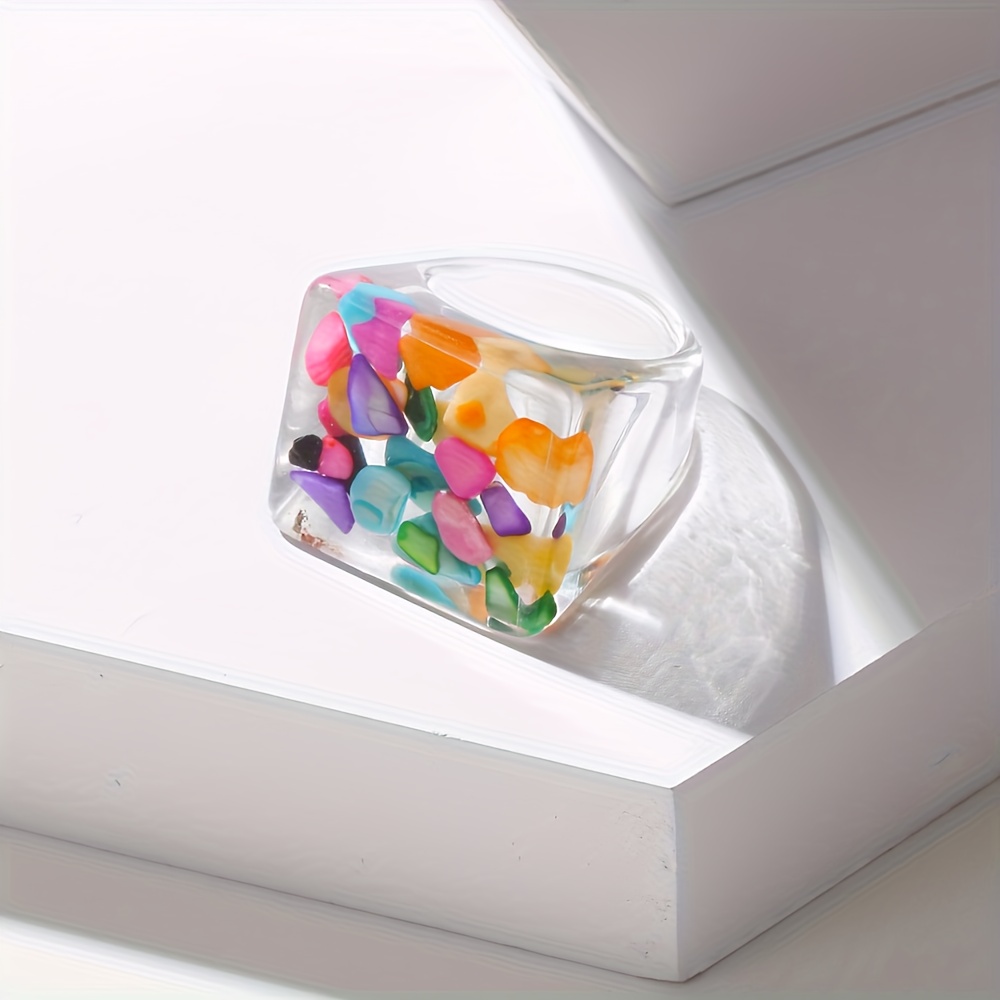 TEMU Un set de 1/ anillos transparentes y fáciles de usar en colores caramelo, diseñados con de , fresa y limón, junto con anillos de kiwi de piedra