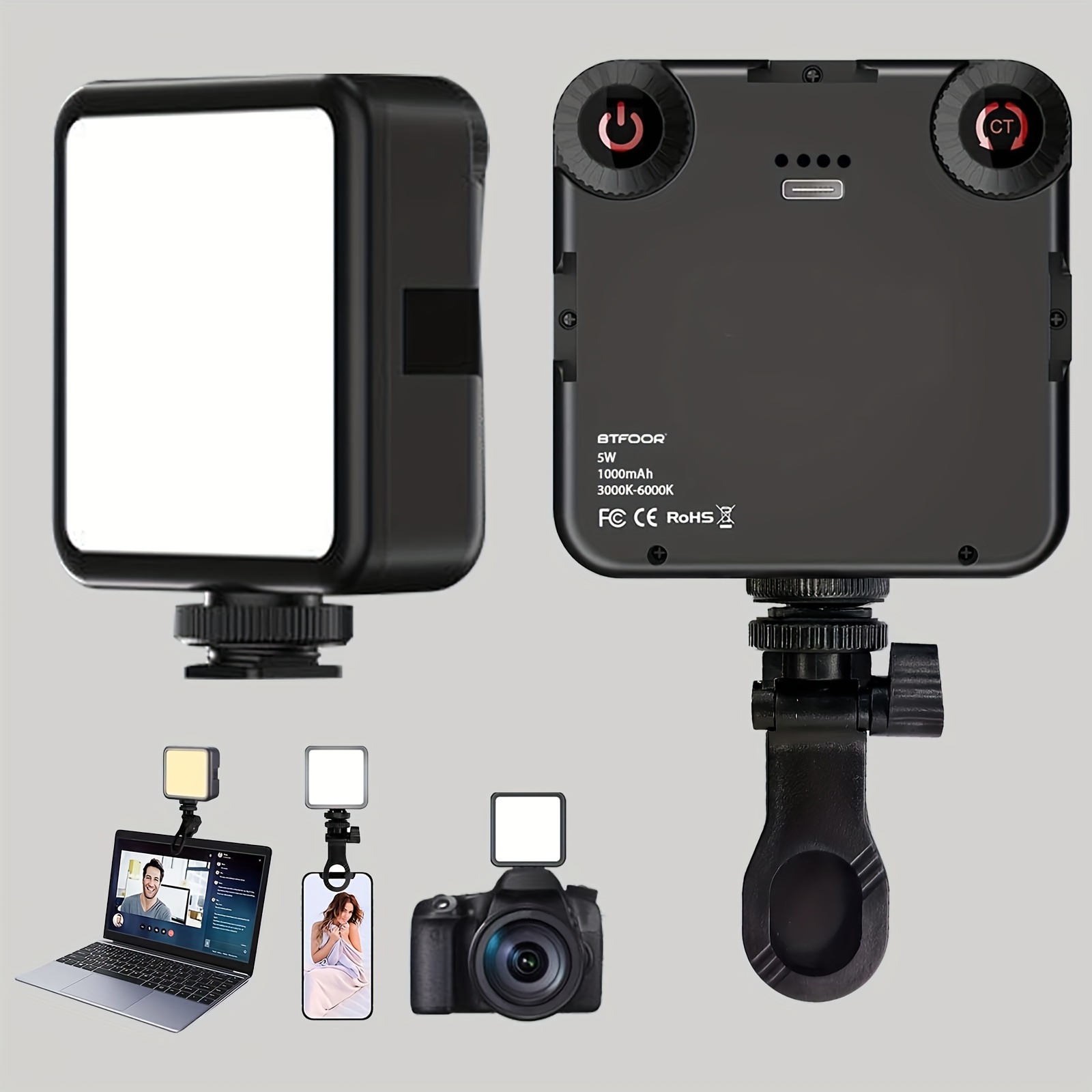 led einstellbares 3000k-6000k wiederaufladbares clip-foto-lichtset studiolicht selfie-klipplicht led-videokonferenzlicht handylicht für iphone ipad kamera laptoplicht für   stream video 0