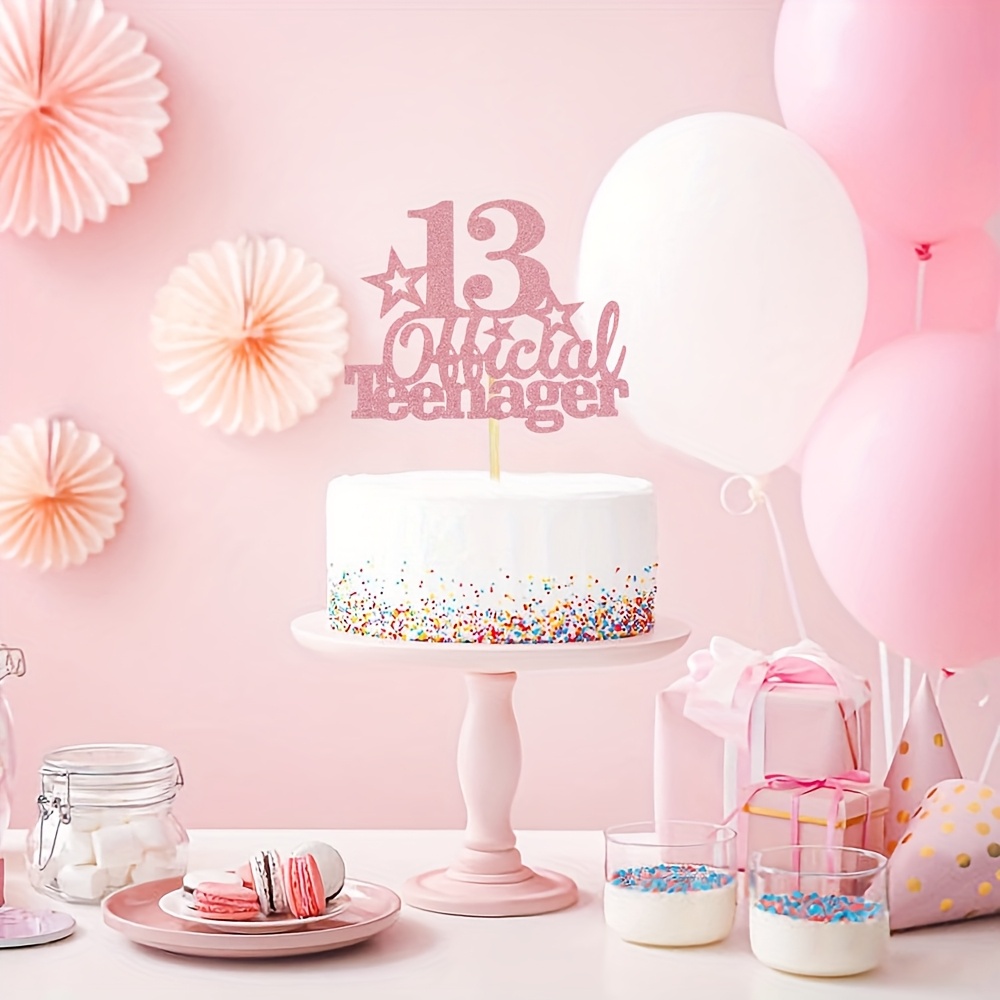 Kit 25 Decorazioni Per Torta 13° Compleanno – Nero Glitter, Con Topper E 24 Cupcake Topper, Per Ragazzi E Ragazze - 3