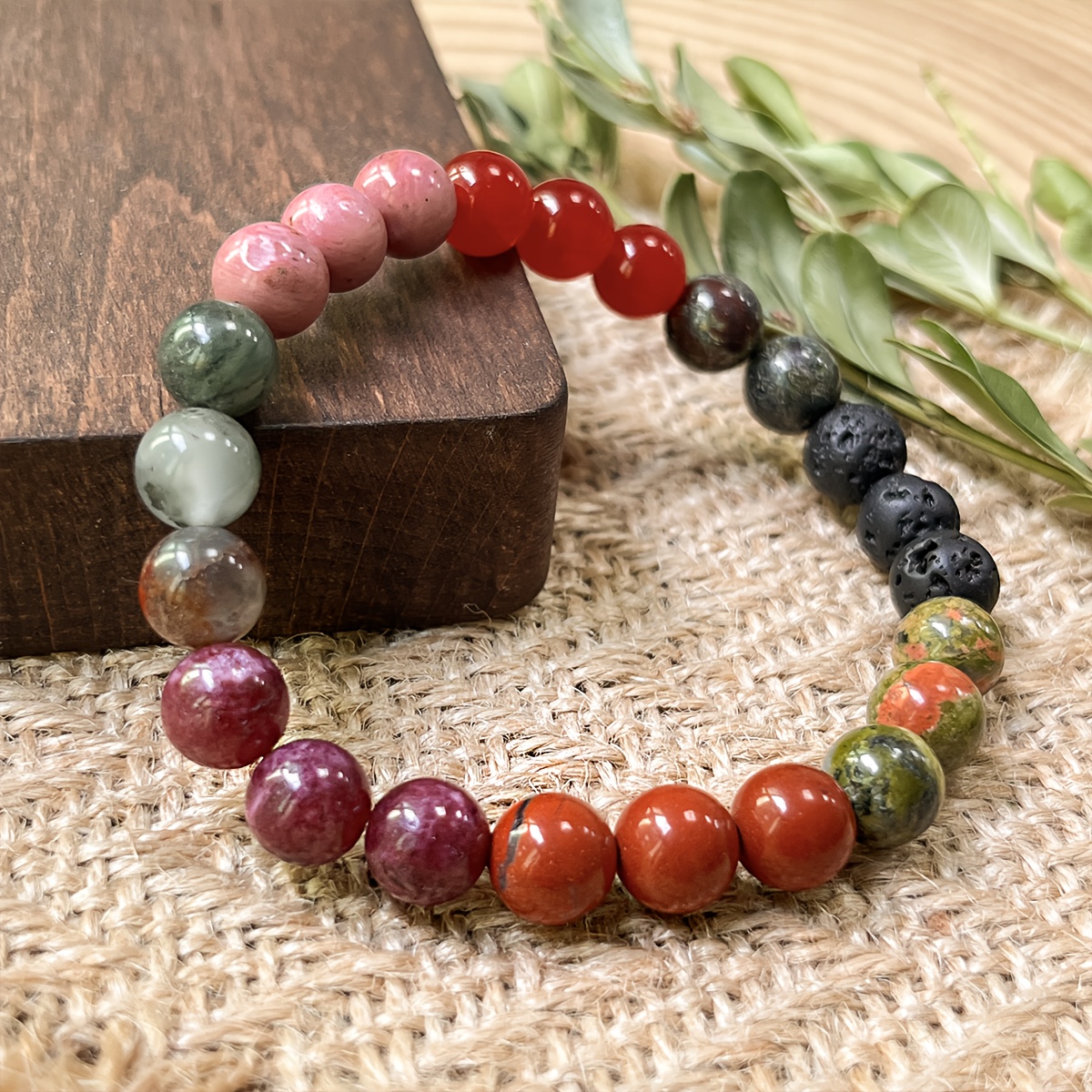 Courage and Passion Beads Bracelet, Handmade Natural Stones