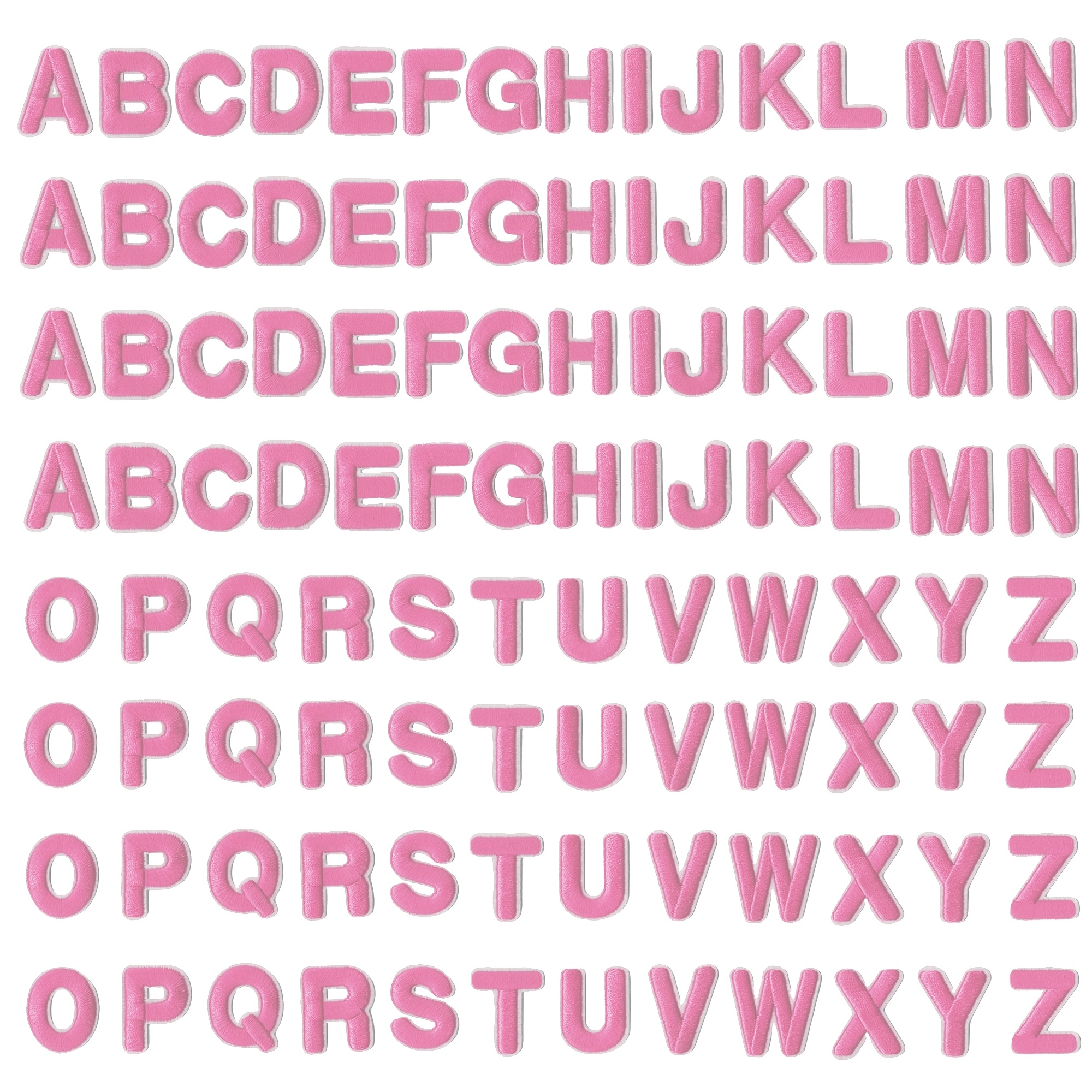 E-shop 104 rosa Buchstaben-Patches, inklusive 4 Sets Buchstabe-Patches von Z, geeignet zum Aufnähen oder Bügeln auf , Hemden und Jeans oder für