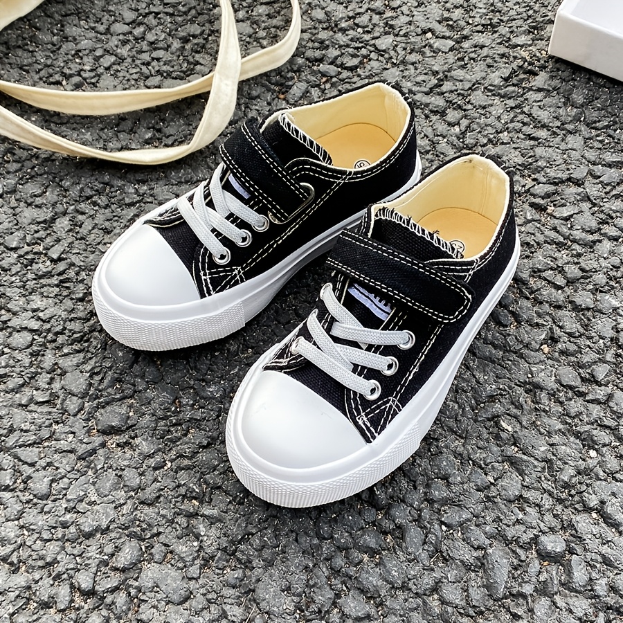 *' Low-Top Canvas Sneakers Breathable, Lightweight Durable with  Closure, White Red Accents Boys Girls, Spring/Fall Casua