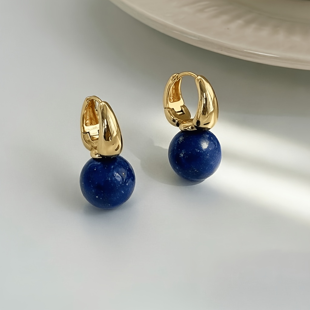 TEMU New Stylish, Elegant And Minimalist Natural Earrings, Luxury High-end Ear Studs Jewelry (color Is Normal For Natural Stone Materials And Not )