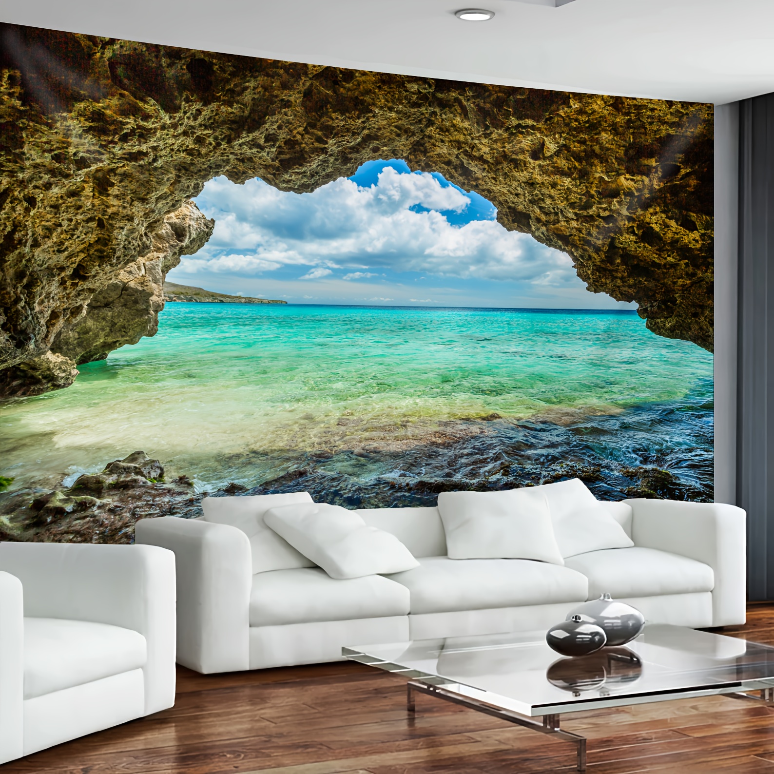 TEMU 1pc Ultra Large Size And In Summer Landscape Photo Background Wall Hanging Large Size Polyester Tapestry For Living Room Bedroom Office Party