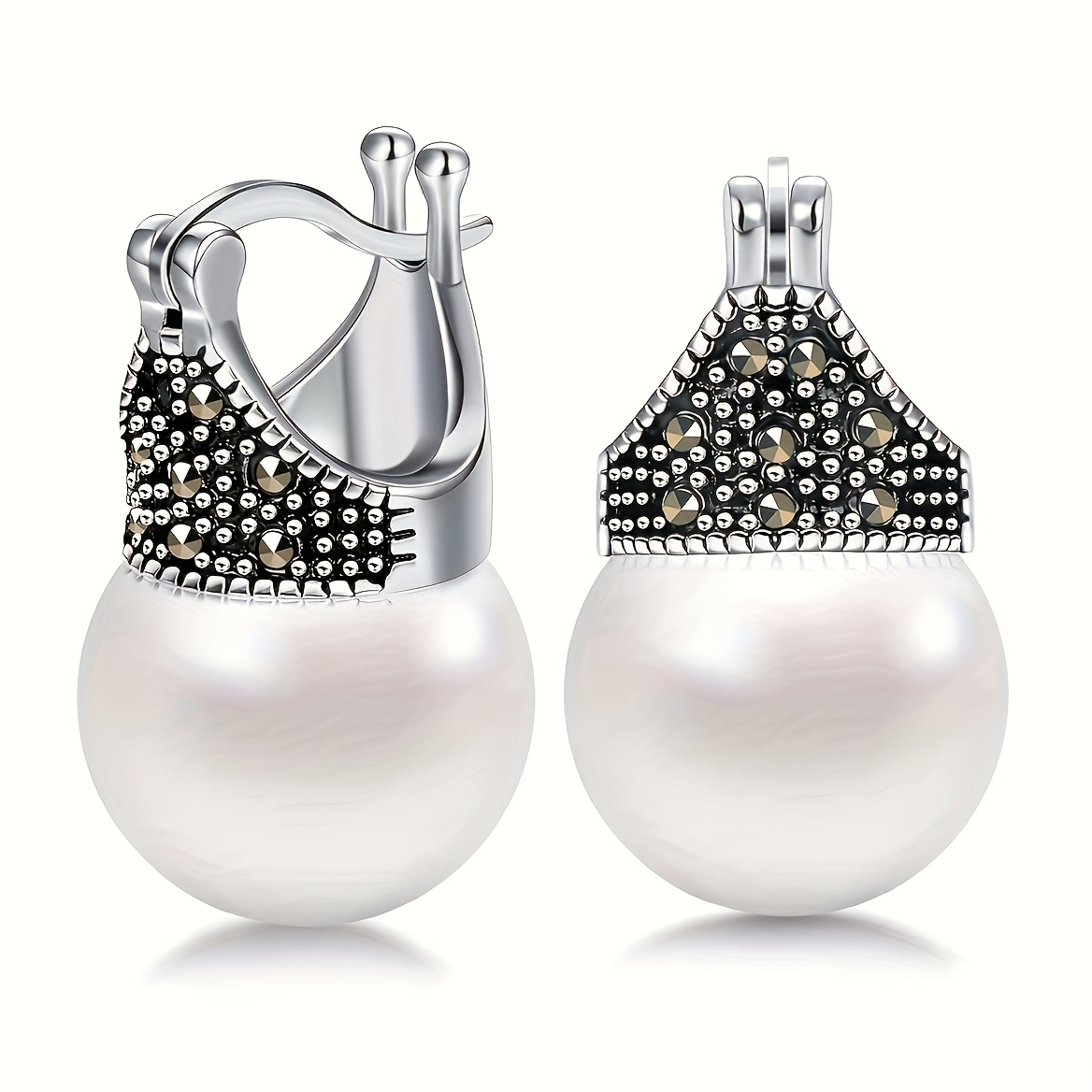 TEMU A Pair Of Elegant Hoop Earrings For Women, With Synthetic Zirconia And Designed In A Crown Shape, Casual Wear Or Parties, Featuring Middle