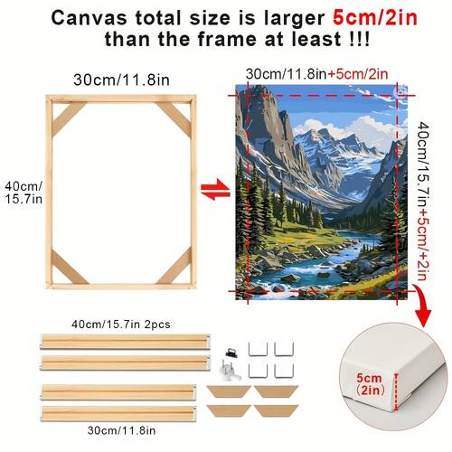 diy canvas frame kit wooden stretcher bars with accessories frame kit only no canvas included easy assembly canvas 5cm larger for painting artwork in 30x40 40x50 40x60 50x70cm