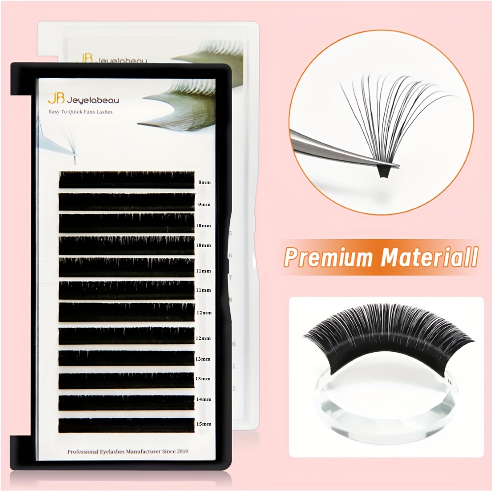 

Easy Fans Volume Lashes - Quick Blooming, Diy Eyelash Extensions For Beginners, Lengths 8-20mm, & Fluffy C/d Curling