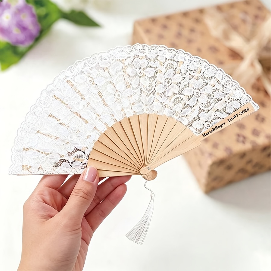 Personalized Handheld Fan with Lace Surface