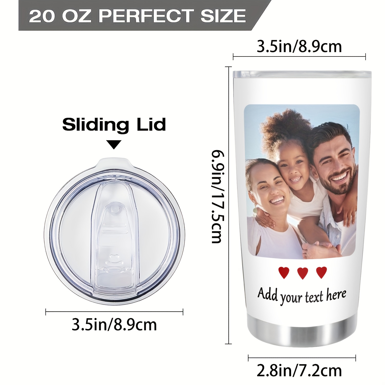 20oz Customizable Insulated Metal Travel Mug - Durable, Reusable, Hand Wash - Perfect Gift For Birthdays, Christmas, & More