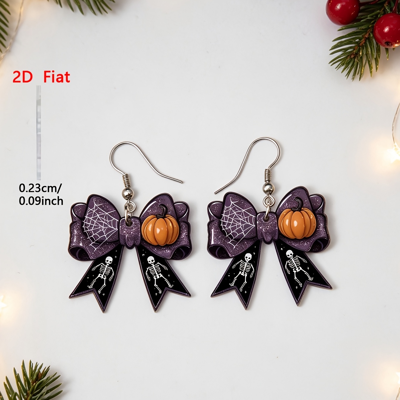 Halloween Bow Pattern Teardrop Earrings, Gothic Style