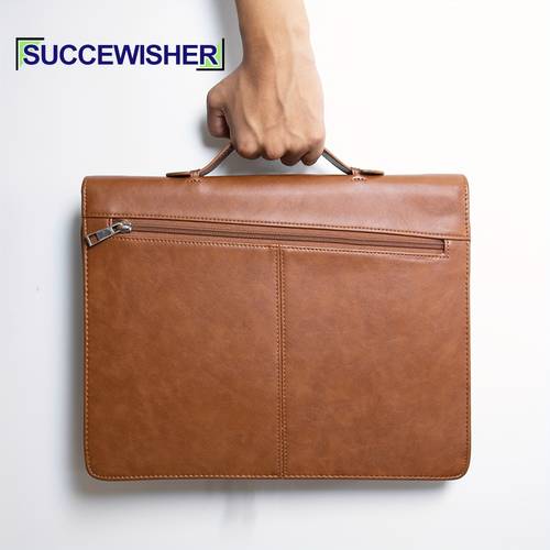 brown microfiber leather padfolio with handle universal tablet laptop compatible organizer business portfolio folder for essential carry engraving option halloween christmas gifts for men