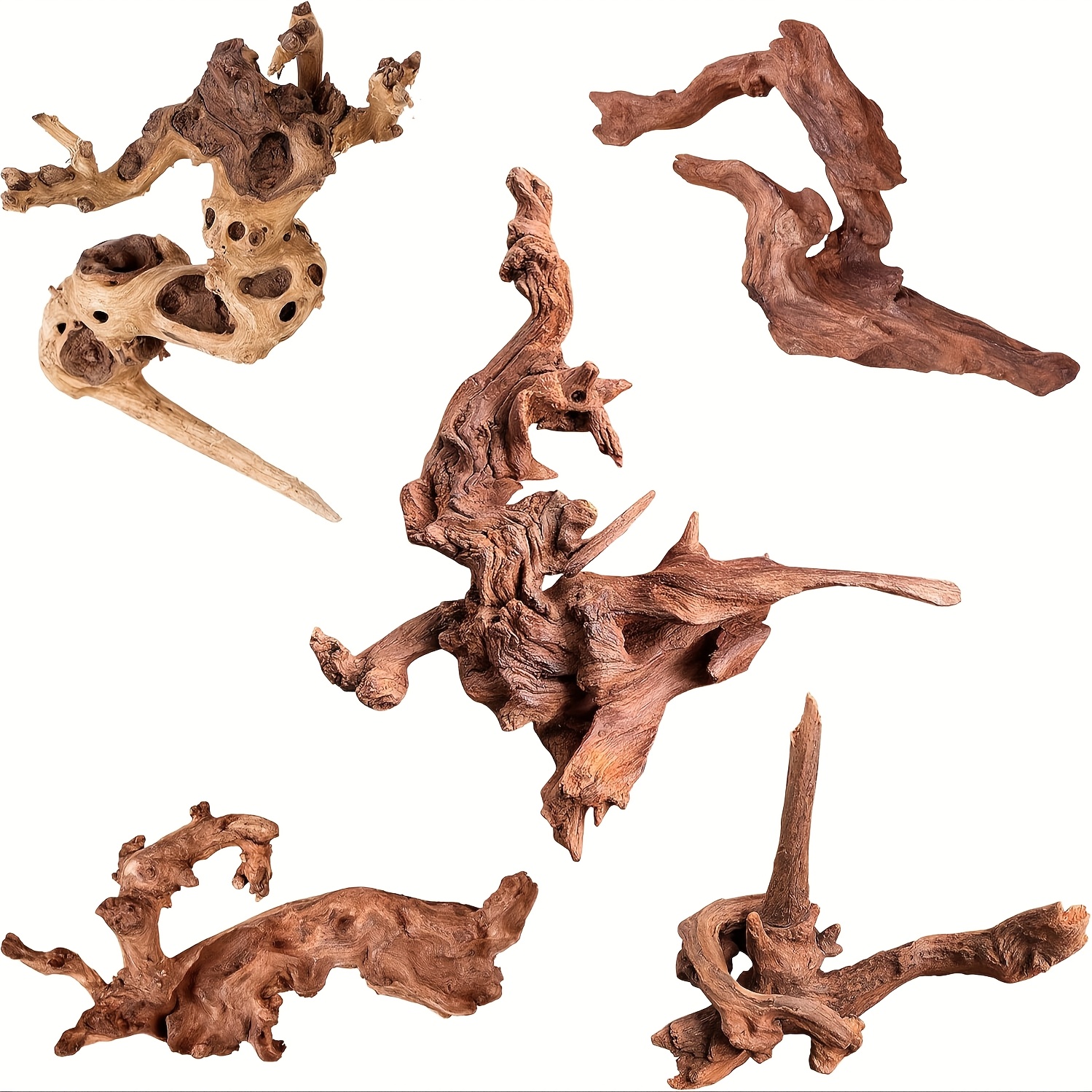 TEMU 5pcs Of Natural Small Coral Driftwood Aquarium Decoration Fish Decoration, Driftwood Branches 4.5-7.5 Inches (about 11.4-19.1 Cm)5, Reptile Decoration