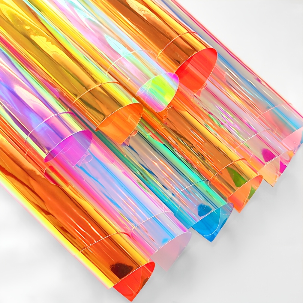TEMU 10pcs Colorful Holographic 8.2" X " Pu Fabric Is Handmade Crafts Such As Diy Leather Materials, Earrings, Home Furniture Decorations, Headwear,