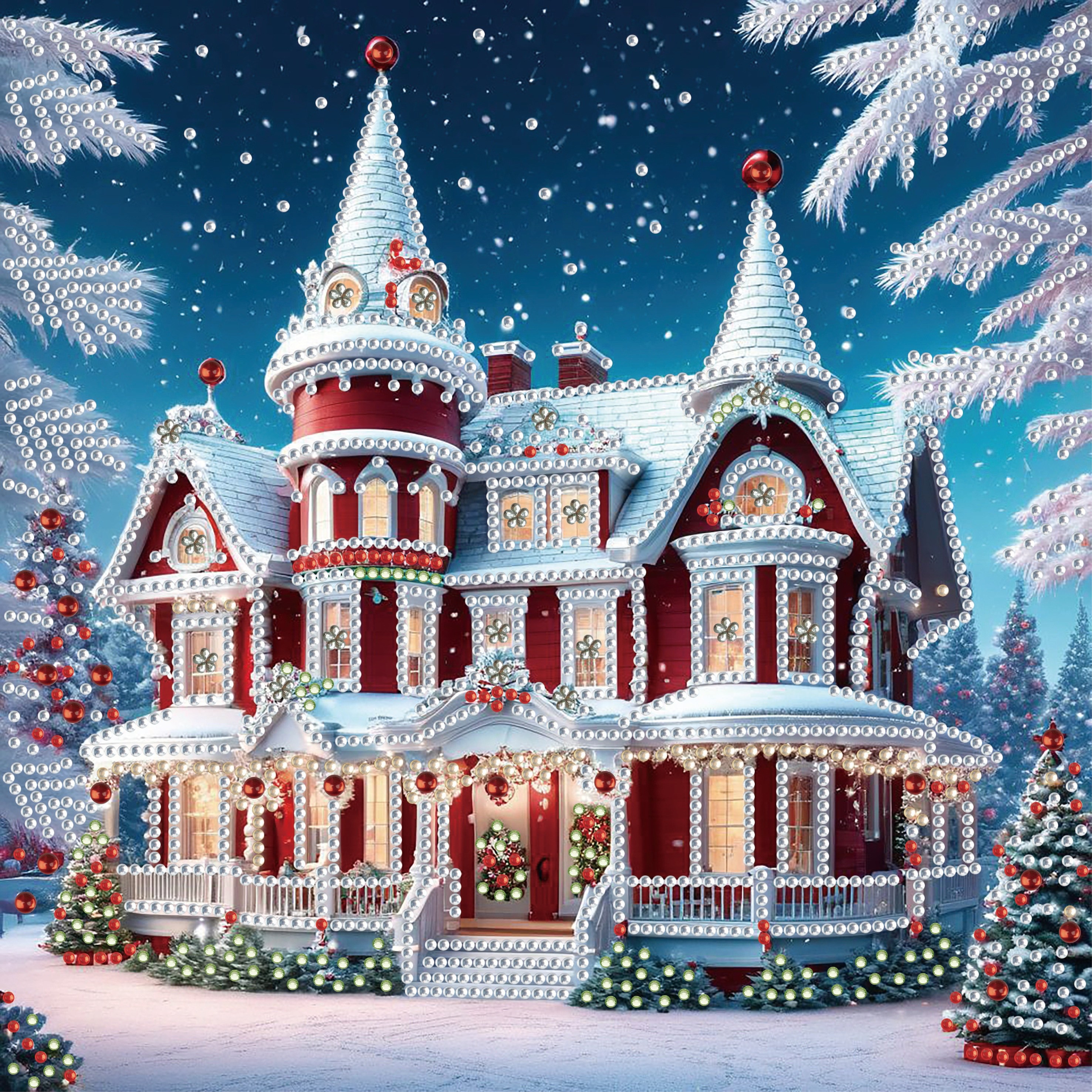 

1pc 5d Diy Christmas House Diamond Painting Kit With Special Shaped Crystal Drills, Partial Drill Canvas Embroidery Art, Creative Handcraft Mosaic Decoration, Frameless Wall Art For Home Decor