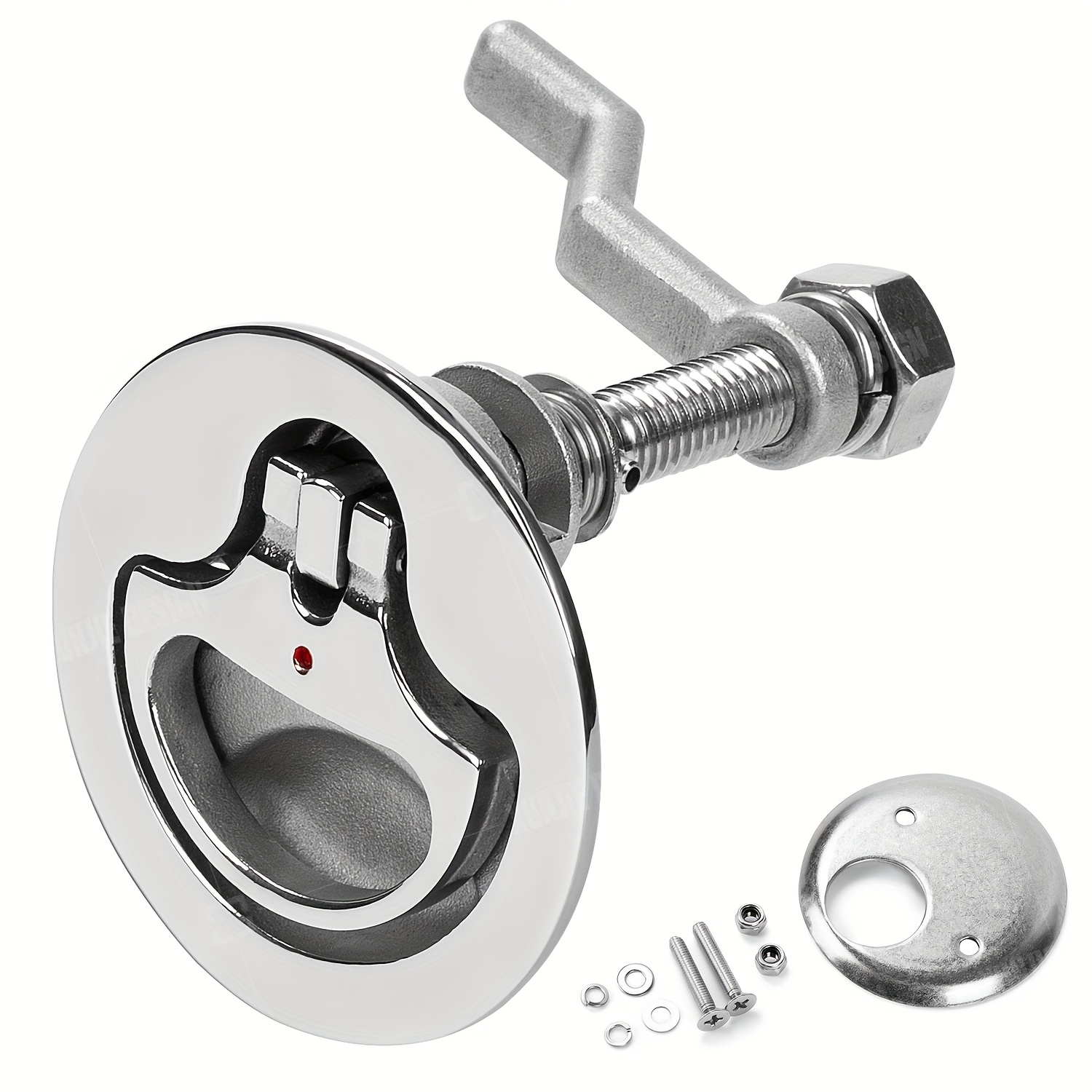 Heavy Duty Steel Boat Cam Latch, Marine Flush Hatch Pull With Back Plate And Screw