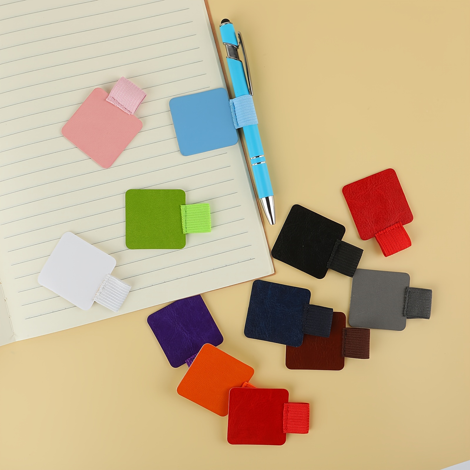  30pcs pu self   pen holder creative simple rubber band bookmark with   0