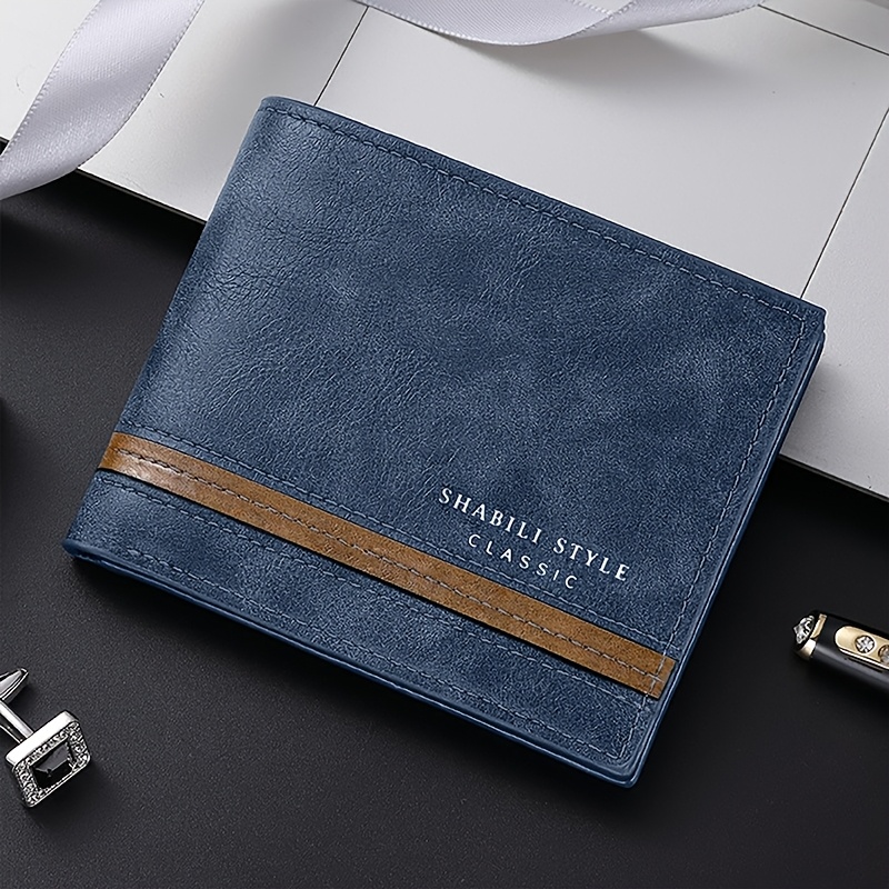 TEMU 's Short Wallet, Designed In A Stylish Horizontal Bi-fold Style. Multifunctional, Offering Multiple Card Slots, A Id And Document Holder, And A