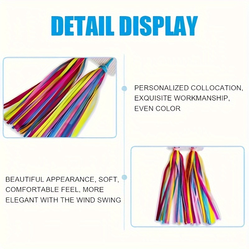 DOPENSPI Lot De 2 Paires De Serpentins De Vélo Arc-en-ciel - Pompons