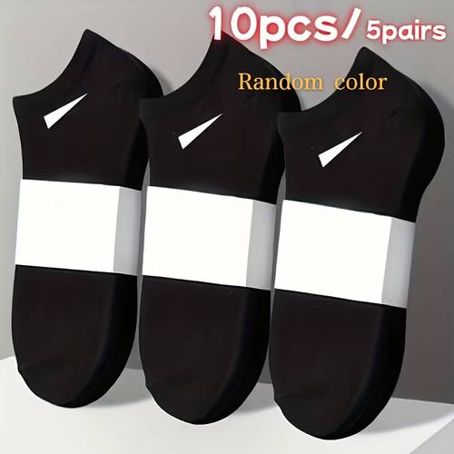 random colors 10 pcs 5pairs womens casual solid color socks breathable comfortable sweat proof odor resistant low cut ankle socks womens socks comfortable experience casual socks for easy streetwear