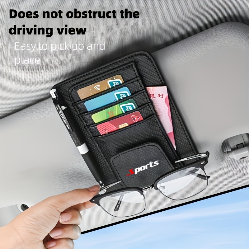 TEMU Suitable For Car Glasses Clip, Car Glasses Case, Car Glasses Holder Clip, Glasses Case Sun Visor Storage Item , Featuring Black Red/black