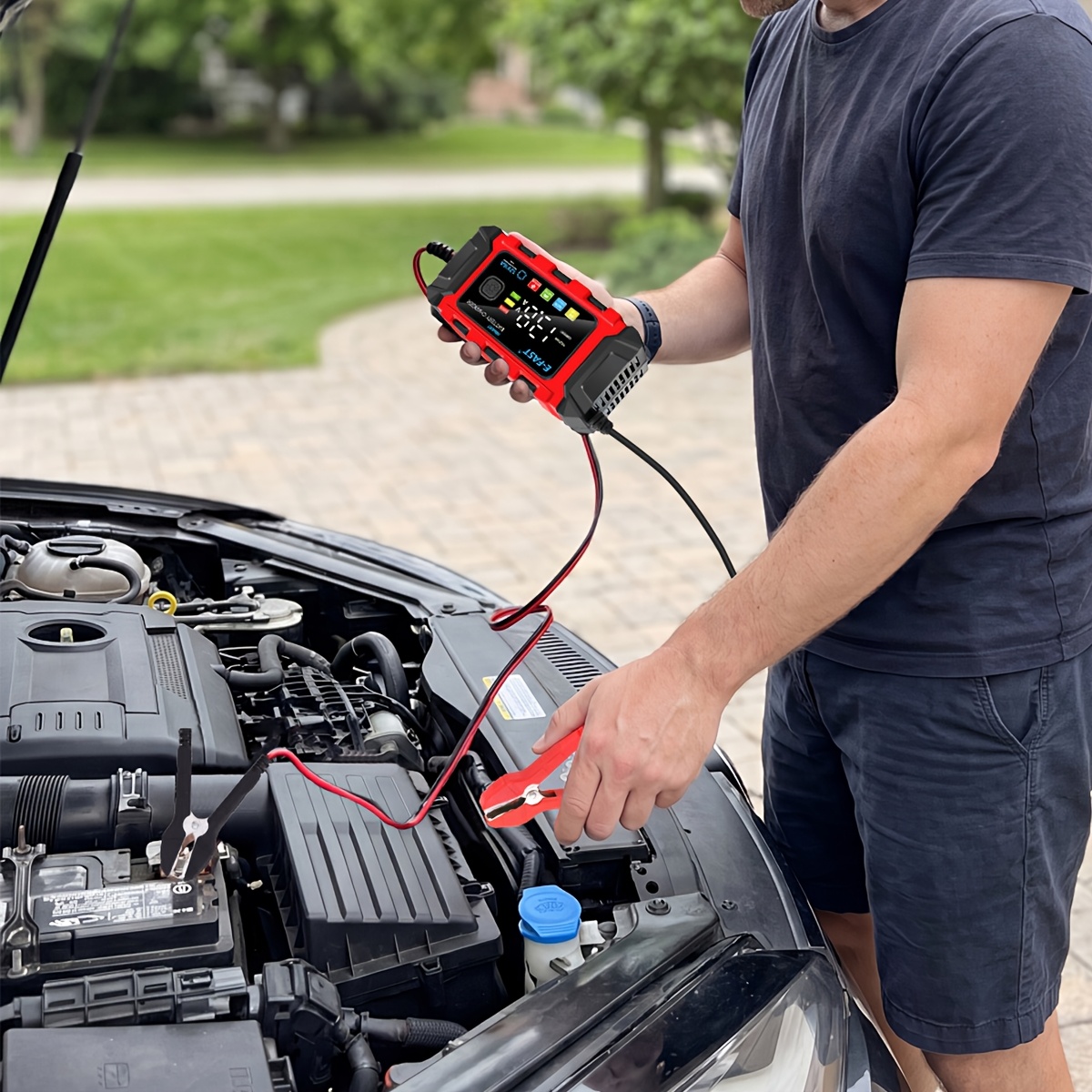 12V 6A Smart Car Battery Charger with LCD Display