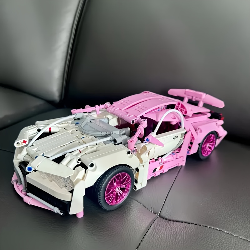 1332pcs Pink Supercar Model Kit DIY Assembly High ABS Plastic Stackable