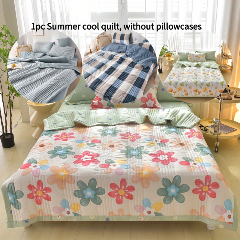 

1pc Skin-friendly Summer Cooling Thin Quilt, Printed Quilted 4 Seasons Quilt, Soft And Comfortable Summer Thin Quilt, Single Double Hotel Home Bedroom Guest Room Sofa Special