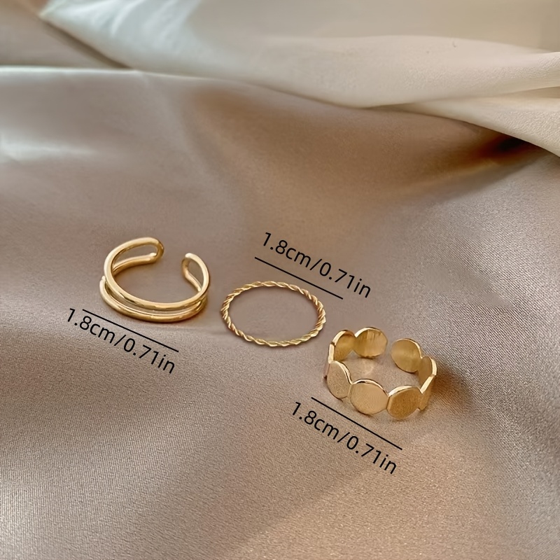 Adjustable Gold Tone Ring Set Hip Hop Style for Women