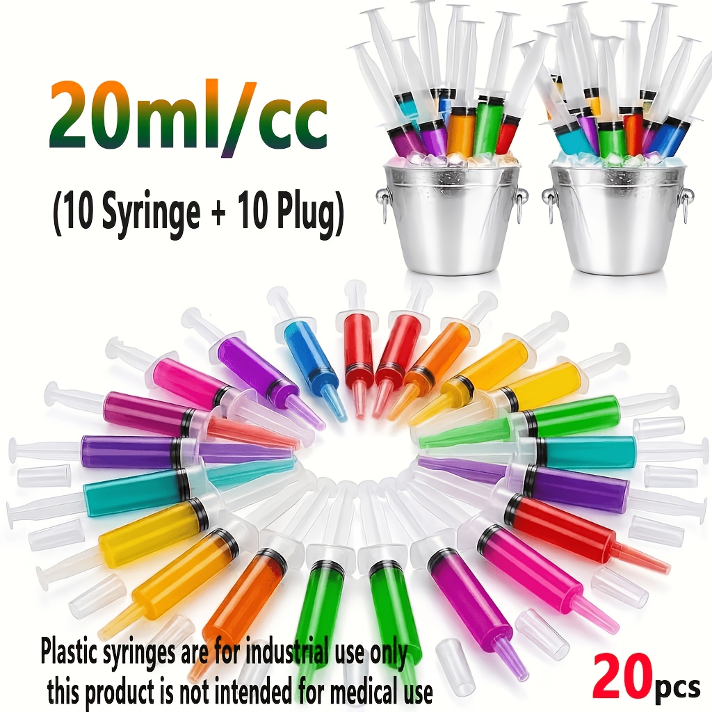 Image of 20pcs Set Of Graduated Cap-equipped Anti-overflow Syringes, 10ml 20ml 30ml Multi-specials Holiday Props, Halloween, Christmas Holiday Decorations, Banquet Party Creative Gift