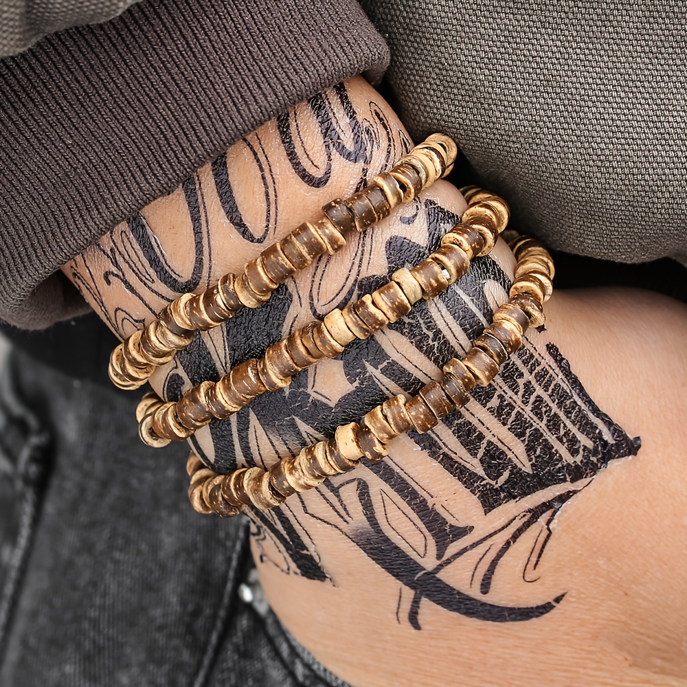 3pcs Vintage Coconut Shell Multi-Layer Bracelet Set
