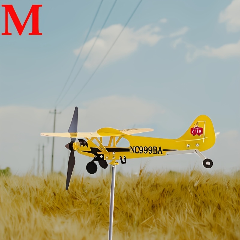 E-shop Handgefertigte Metallflugzeug-Windspiegel - Außenwindmühlen-Dekor mit 3D-Propellern, Keine Elektrizität Nötig, Wetterbeständige Garten- und