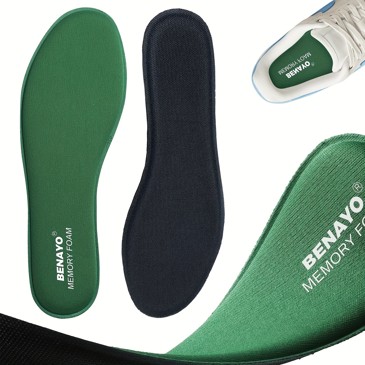 Knixmax Memory Foam Insoles For Men & Women - Comfort Inner Soles Cushioned Shoe Inserts Replacement Innersoles For Trainers, Walking Shoes, Wellies