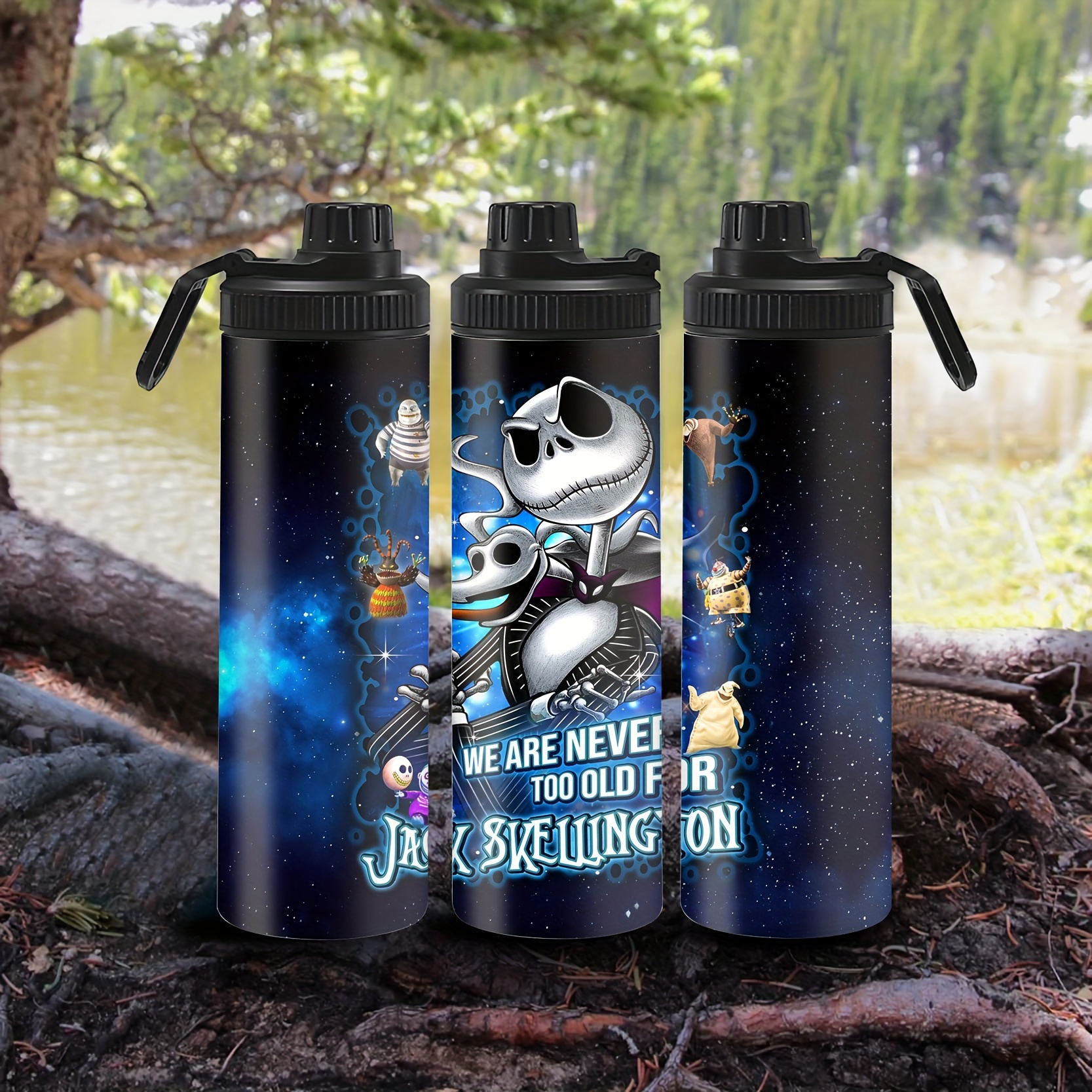 

1pc Skellington de 20oz en Inoxydable, Bouteille d'Eau Réutilisable Boissons Chaudes et Froides, Tasse de Extérieure, Cadeau de et d', Couvercle, , Lavage Uniquement