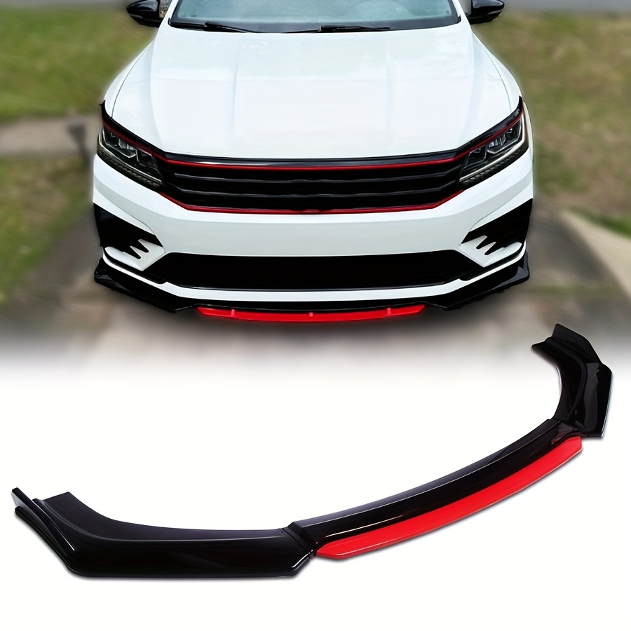 universal car 4pcs kit front bumper lip spoiler splitter front bumper lip splitter body kit car exterior parts adjustable diffuser protector   kit black and red