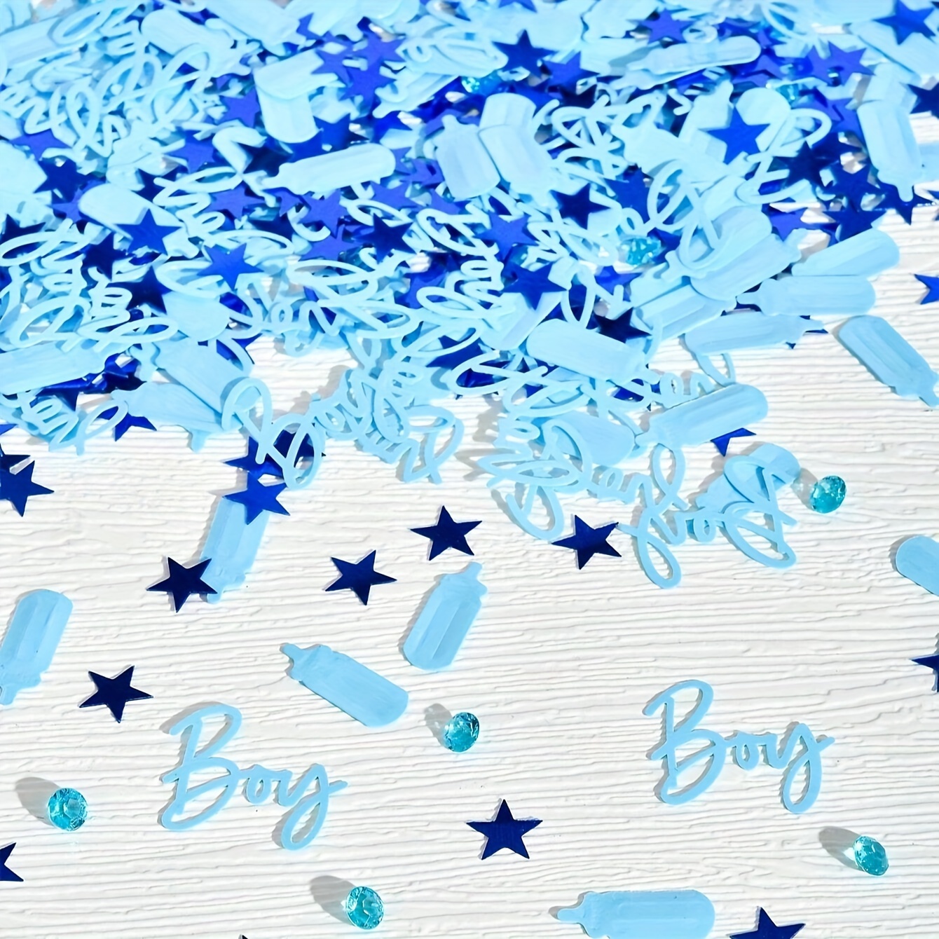 

Gender Reveal Party Confetti - 15g Blue & -shaped With Sparkling Diamonds, Shower Table Decorations