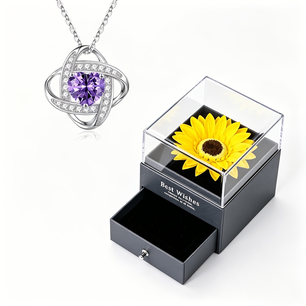 Heart Synthetic Zirconia Pendant Necklace with Gift Box