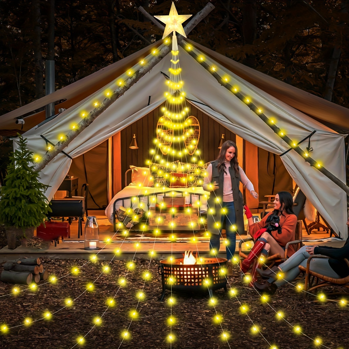 1pc Led Star Cascading Lights Christmas Decoration With 8 Modes, Usb  Powered With Remote Control For Christmas/tree Decoration