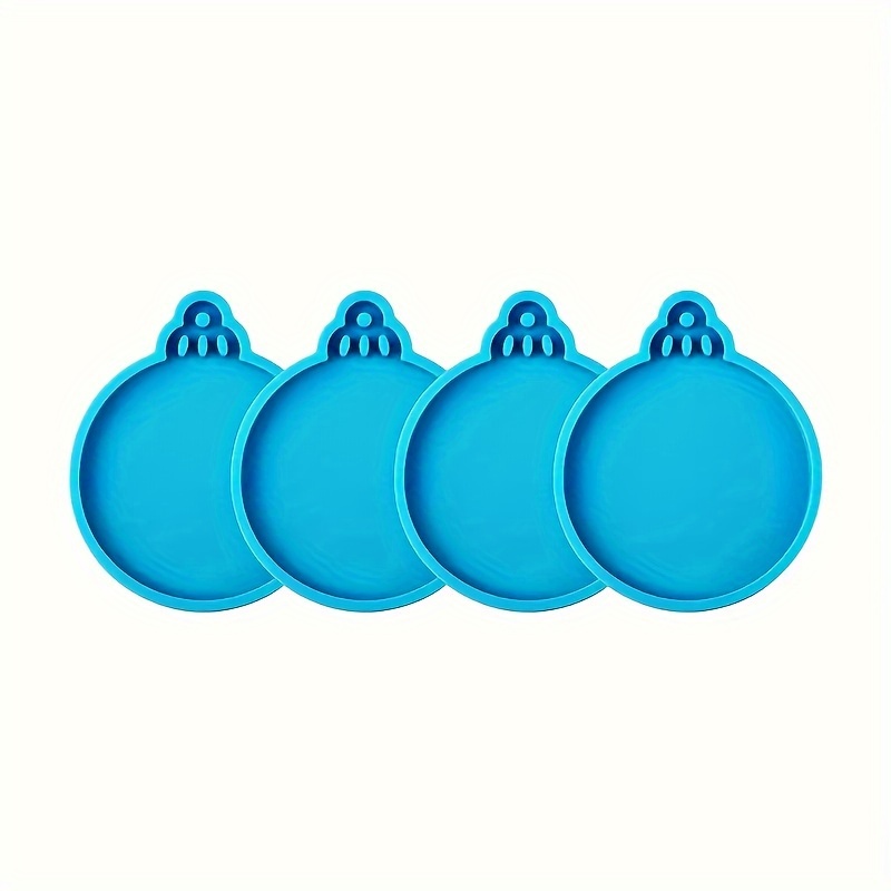Image of 4 Christmas Tree Resin Silicone Molds, Round Pendant Epoxy Resin Molds For Christmas Decorations, Crafts For Making Jewelry Keychains As Christmas Ornaments