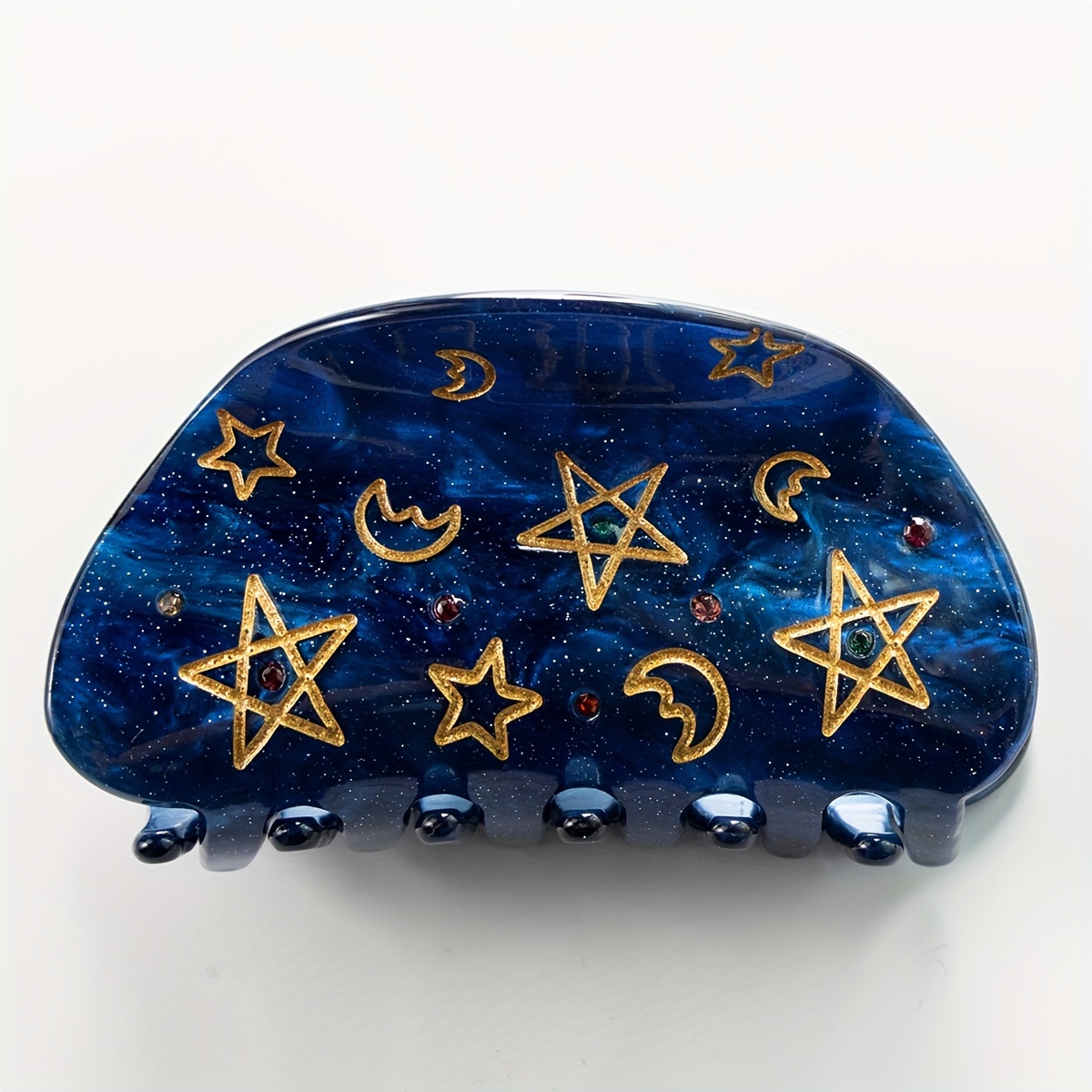 E-shop 1 Stück Damen Stern Mond Blau Strass Stern Mond Festival Haarklammer Haarkralle, Geschenk für Ältere, Geschenk für Ramadan